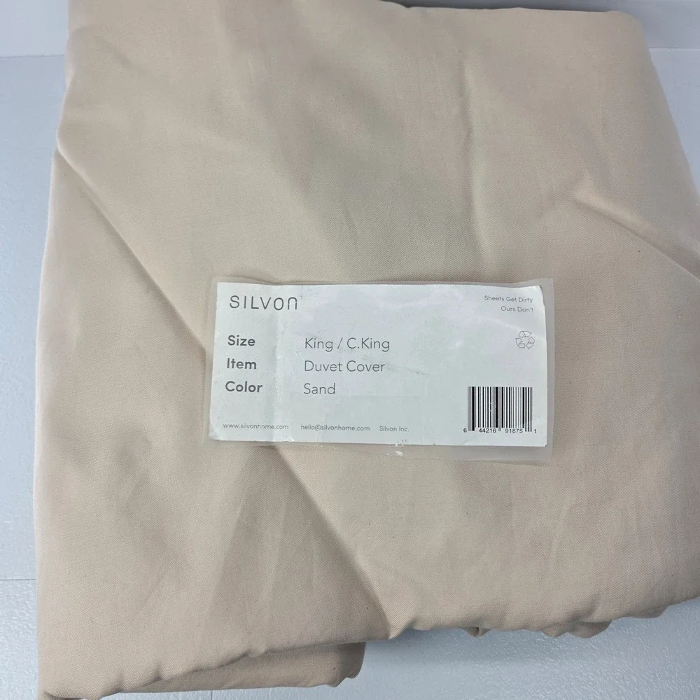 Silvon Antimicrobial Duvet Cover King Cal King Sand Silver Infused Bedding